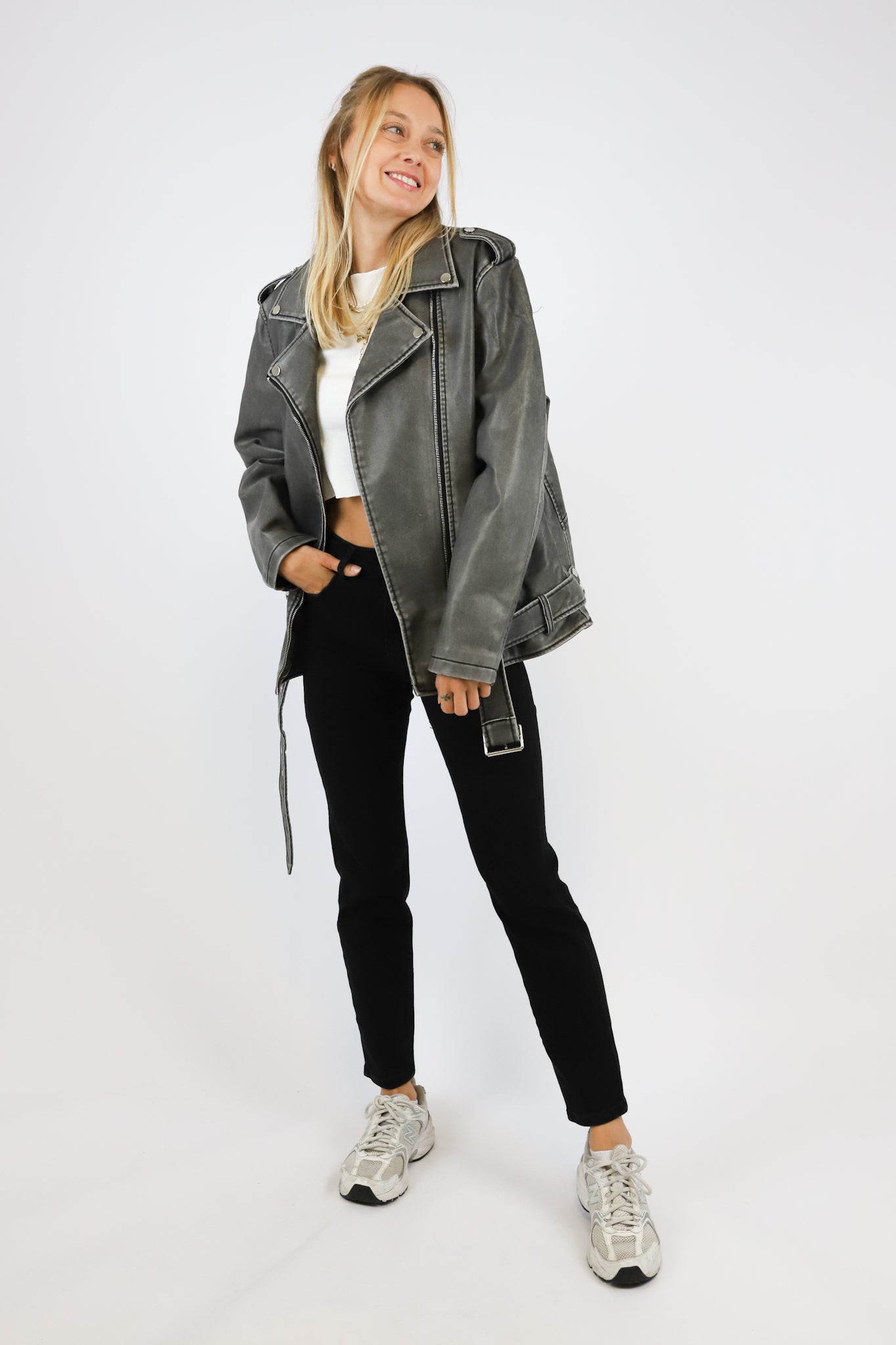 KYLIE LEDERIMITAT JACKET GREY