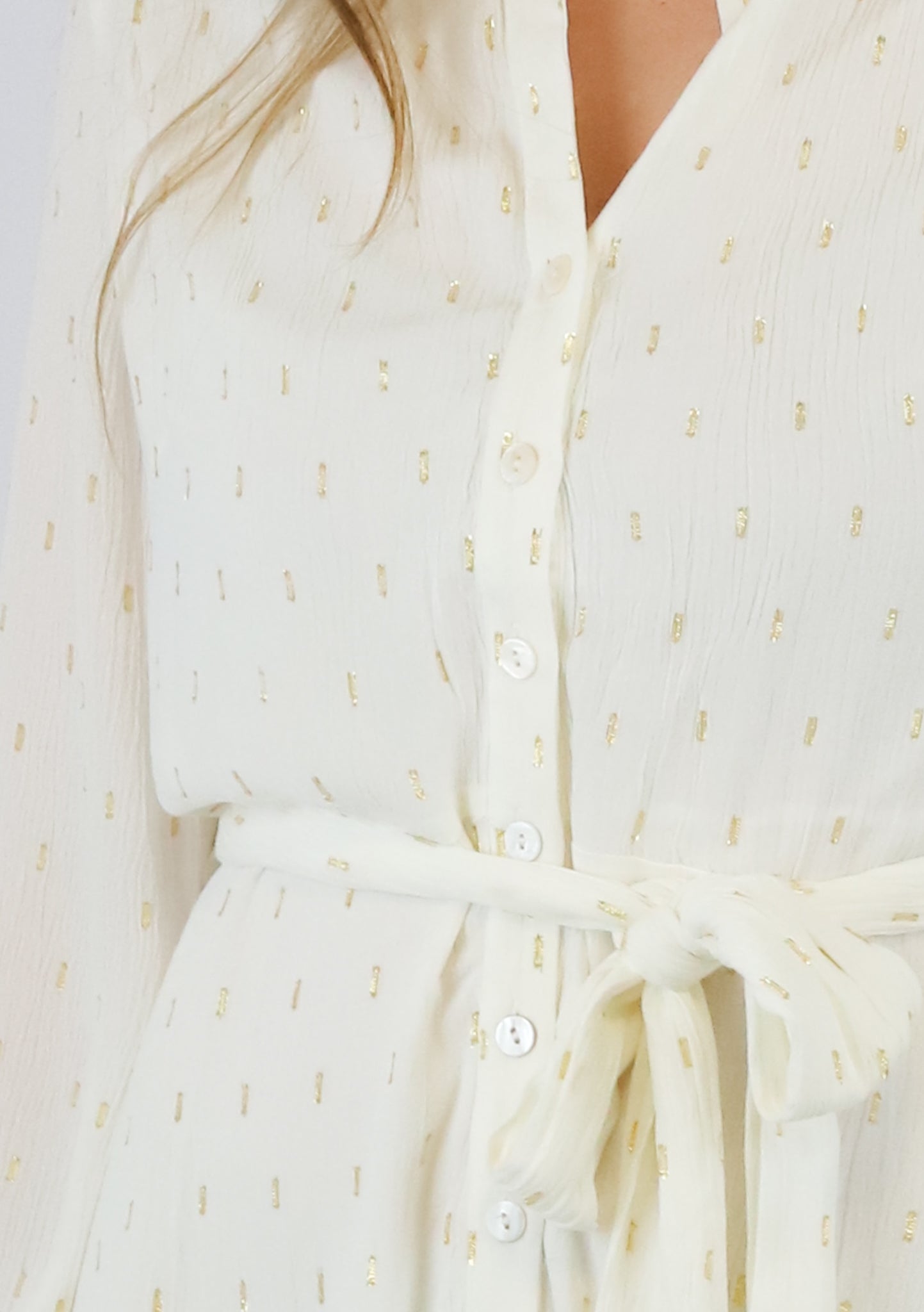DRESS WHITE/ GOLD LUREX