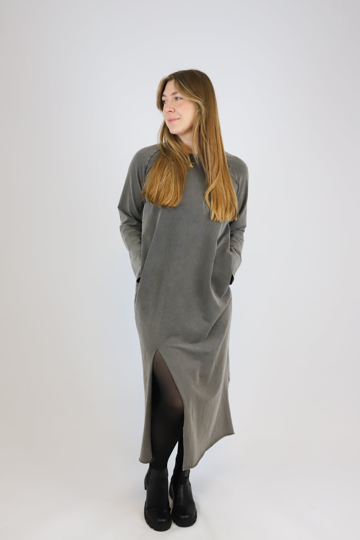 JERSEY DRESS GREY LONG