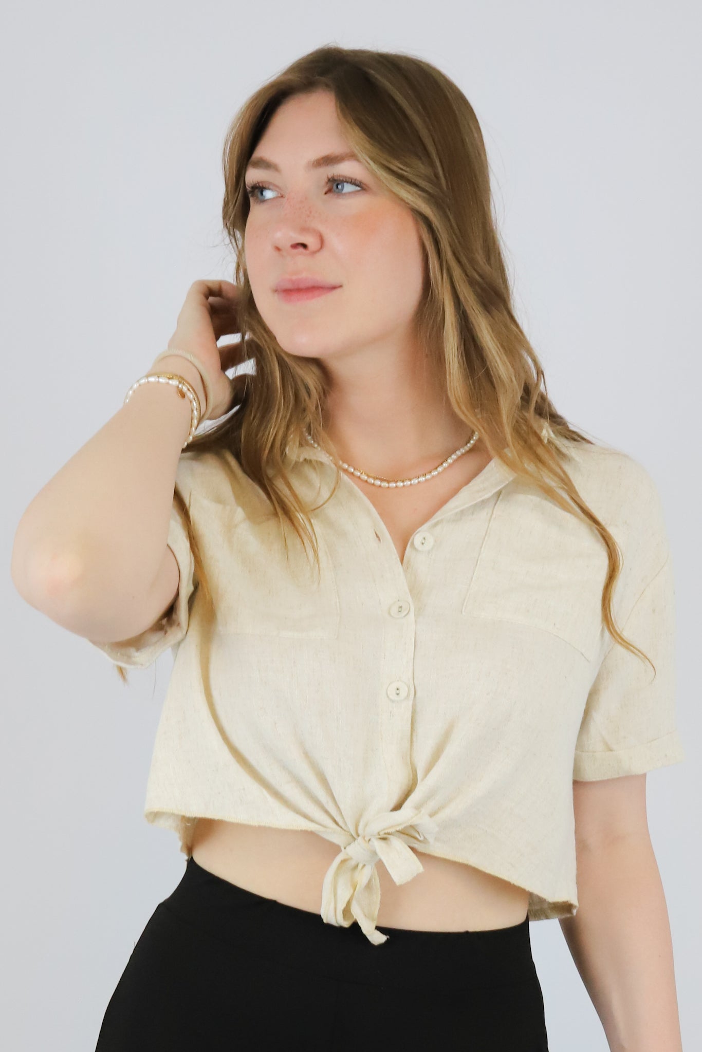 ELANA LINEN BLOUSE BEIGE