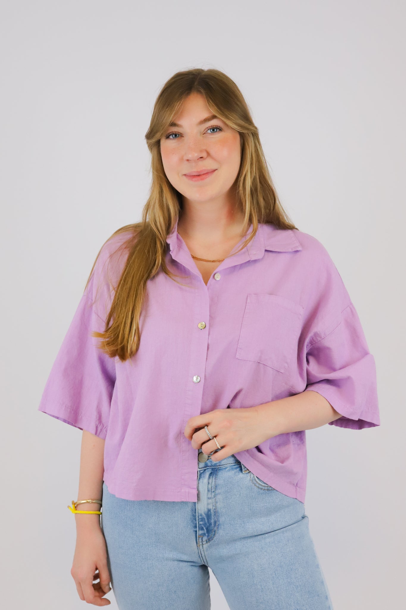 LINEN BLOUSE FLIEDER