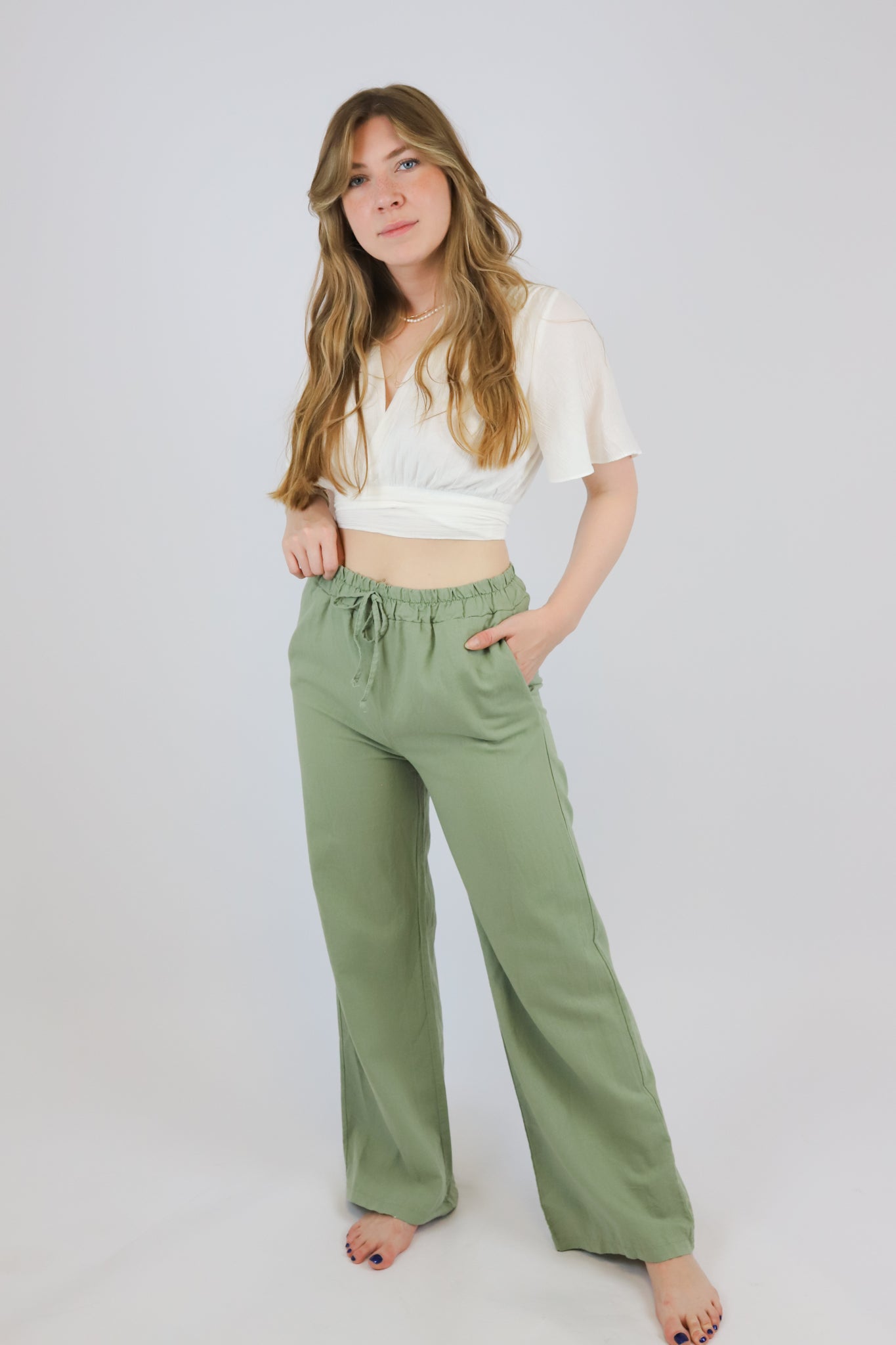 LINEN PANTS MATCHA