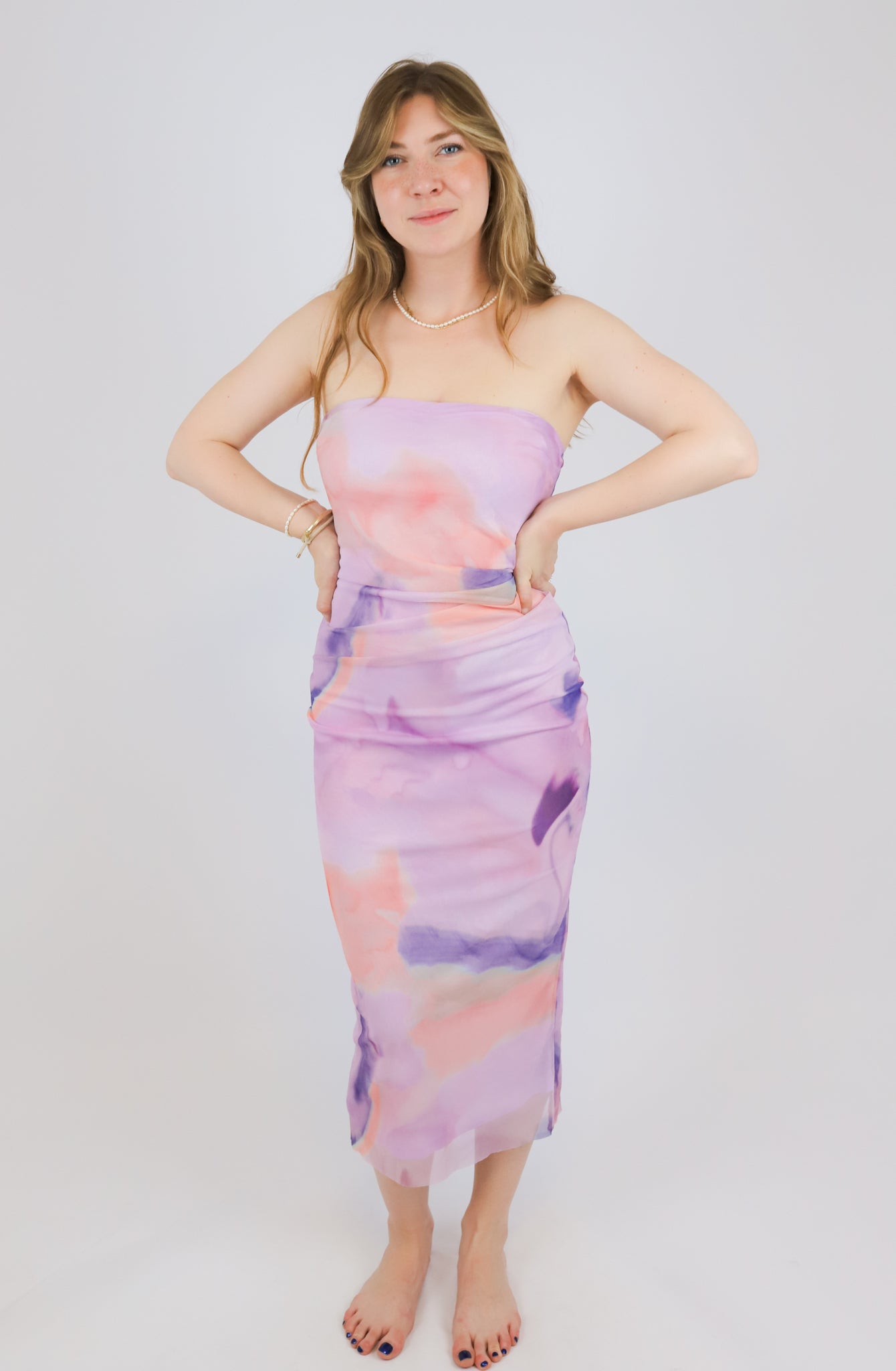 BANDEAU MESH DRESS VIOLET