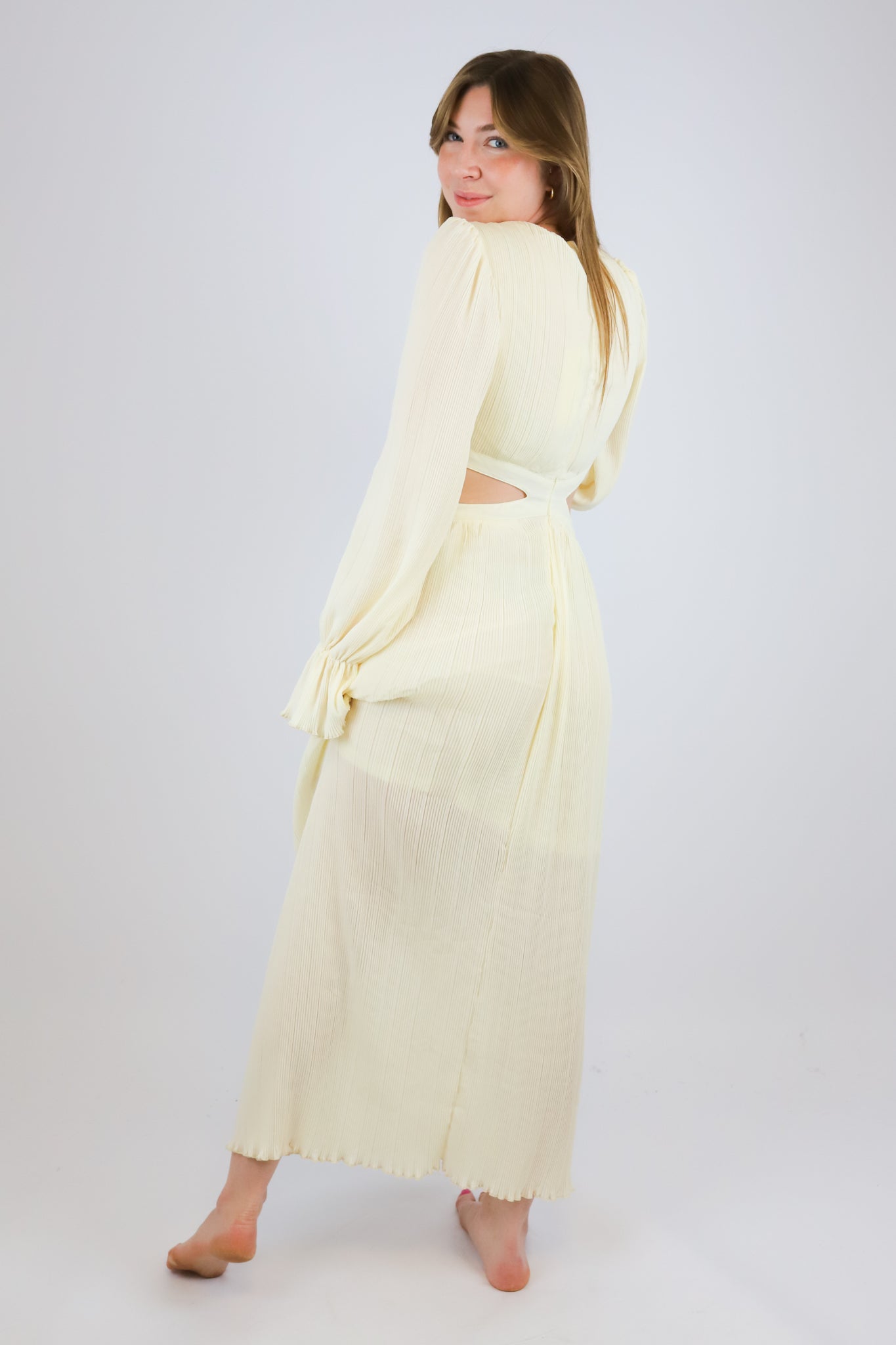 PLISSEE MAXIDRESS VANILLA