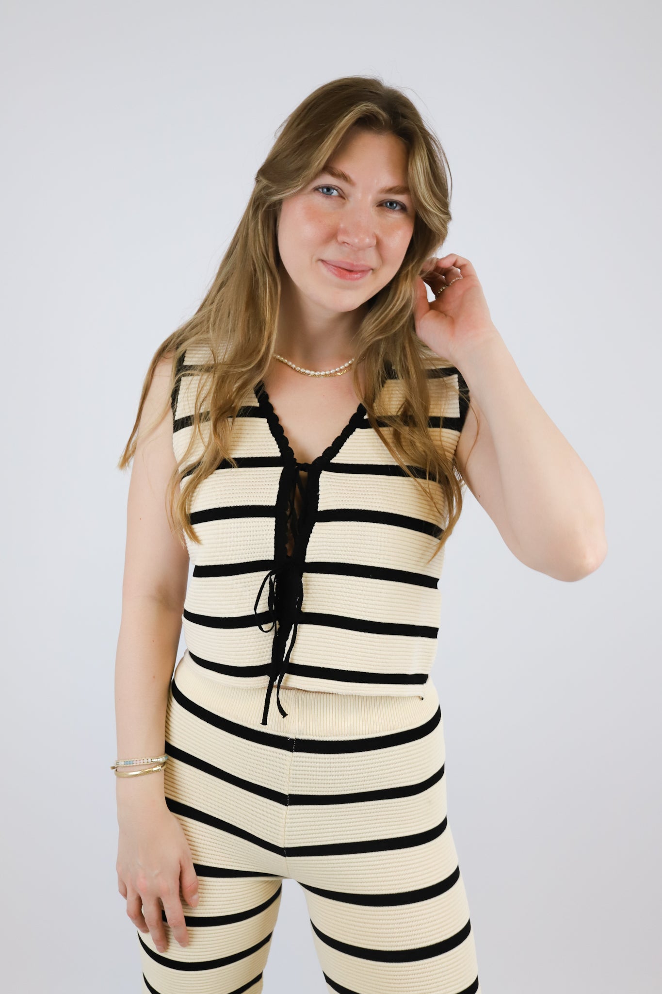 STRIPED VEST BEIGE
