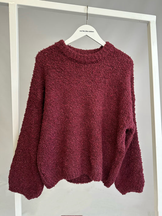 TEXTURE ROUND PULLOVER BORDEAUX