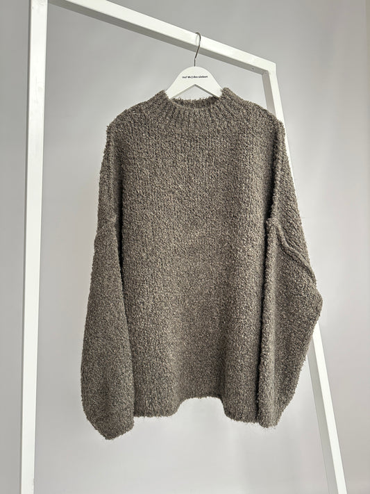 WIDE TEXTURE PULLOVER BROWN