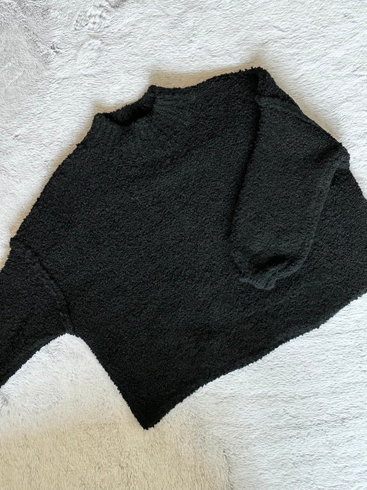 WIDE TEXTURE PULLOVER BLACK