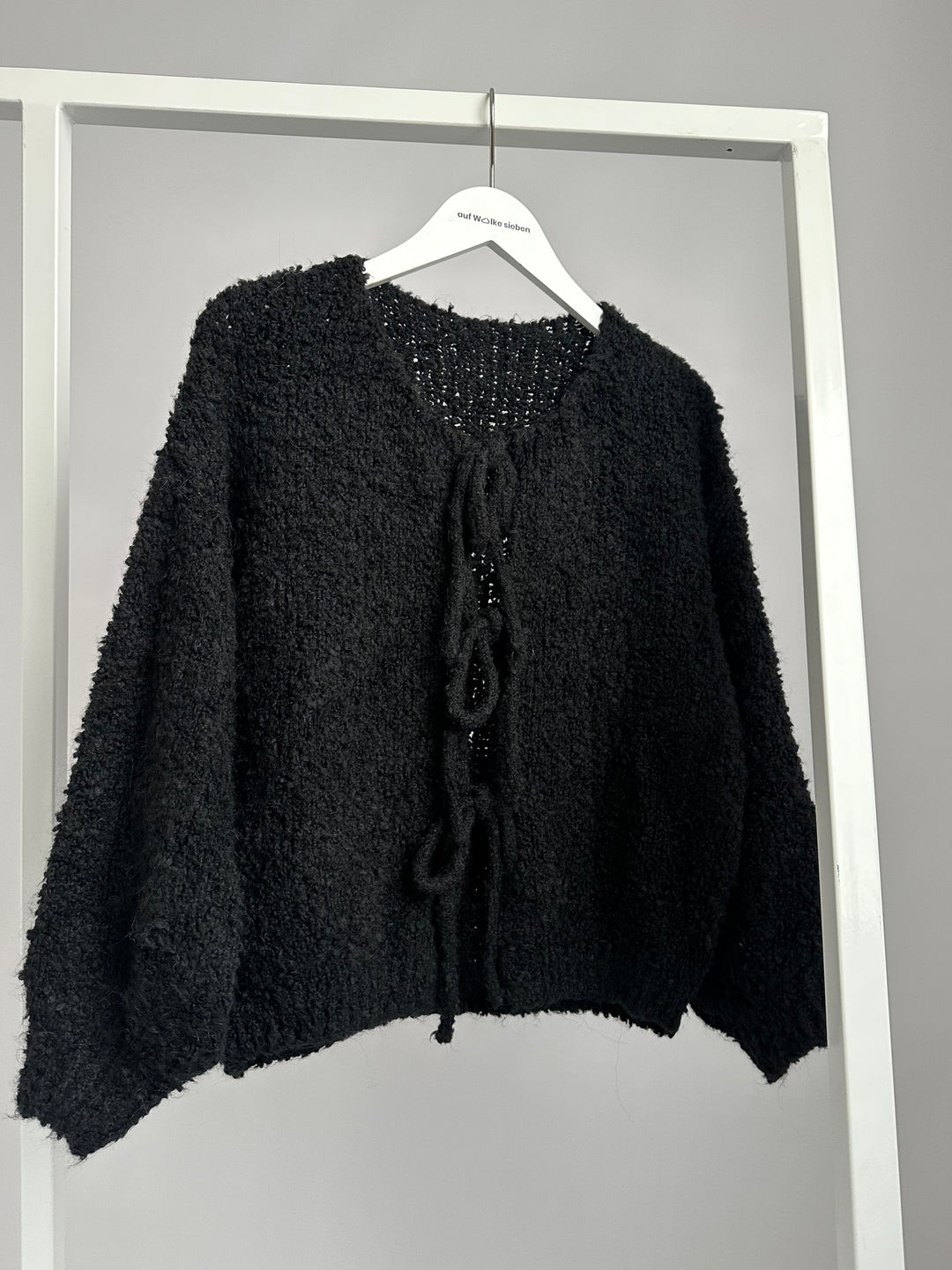 TEXTURE BOW CARDIGAN BLACK