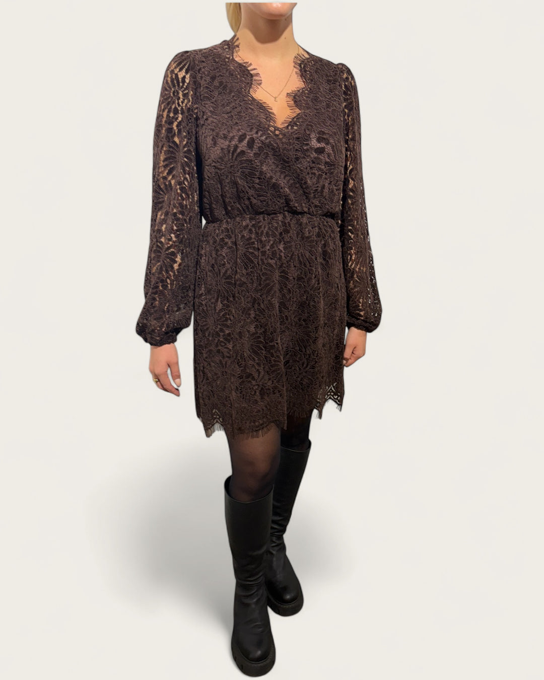 FLORAL LACE DRESS CHOCO
