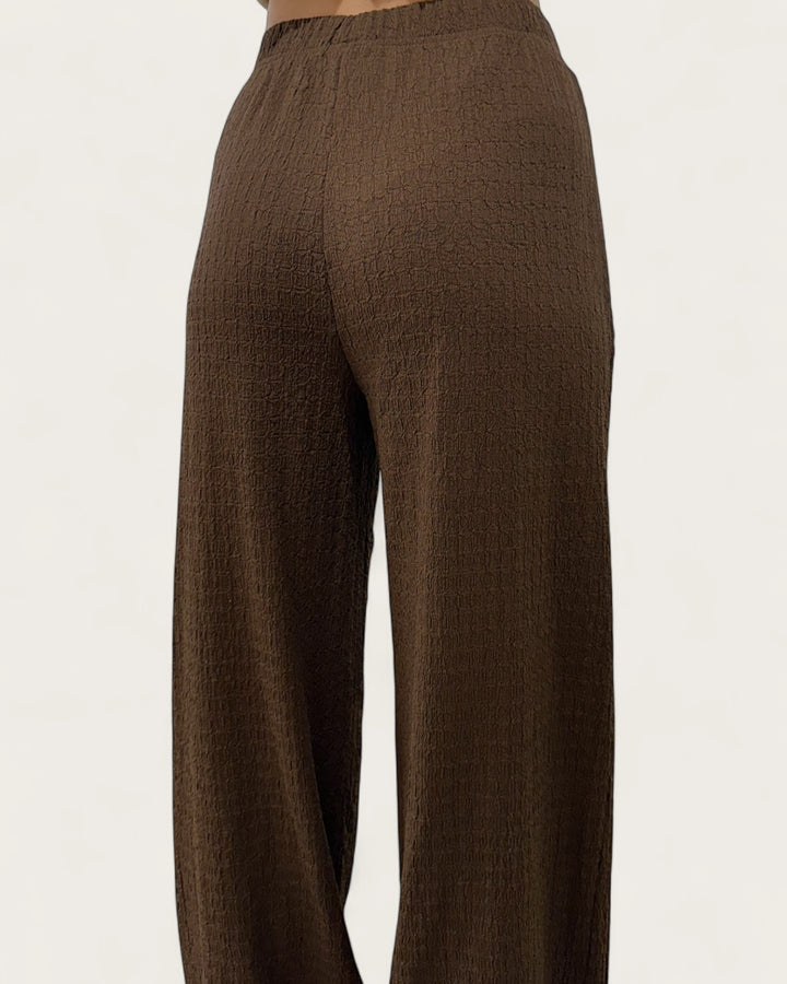 WIDE TEXTURED PANT BROWN