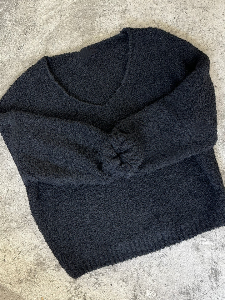 TEXTURE V PULLOVER SCHWARZ