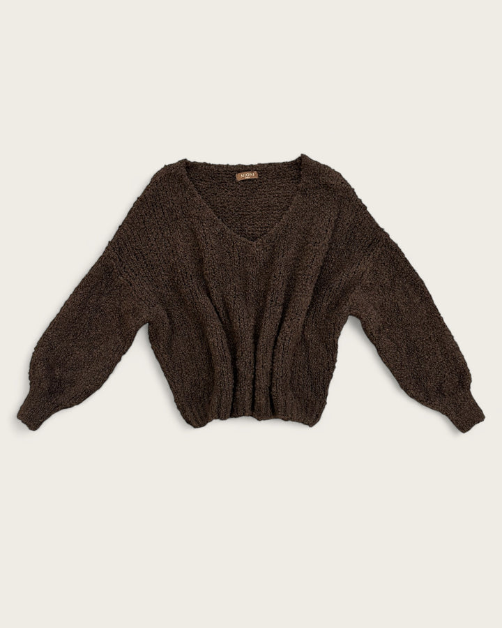 TEXTURE V PULLOVER BROWN