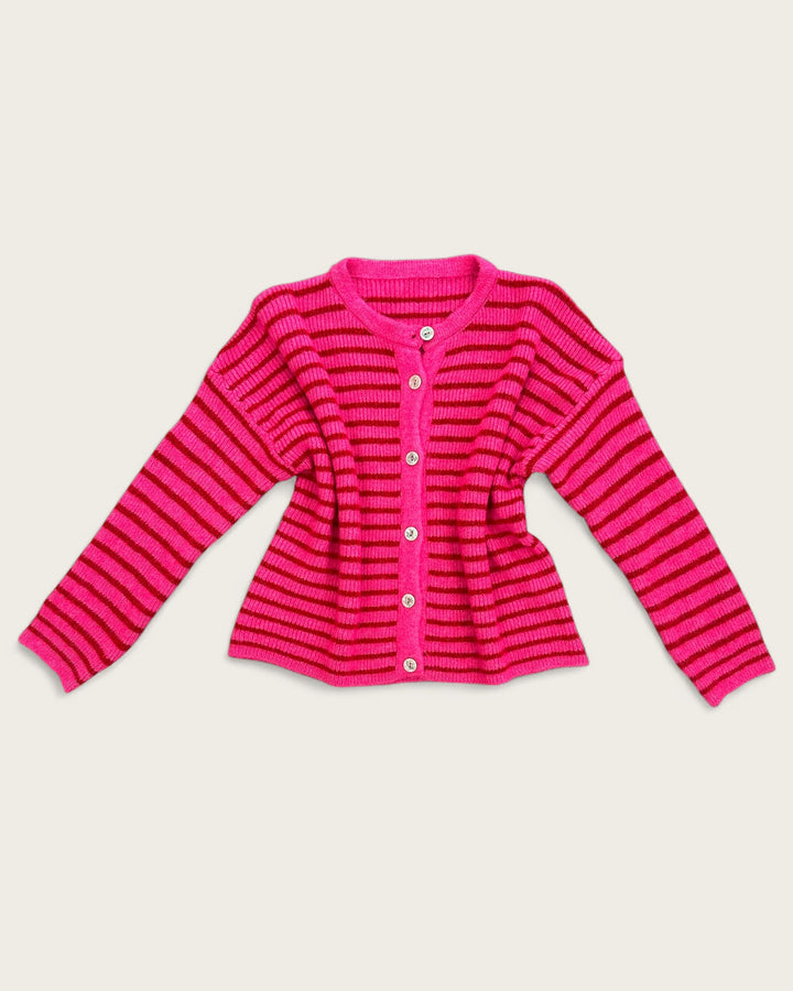 STRIPES CARDIGAN BERRY