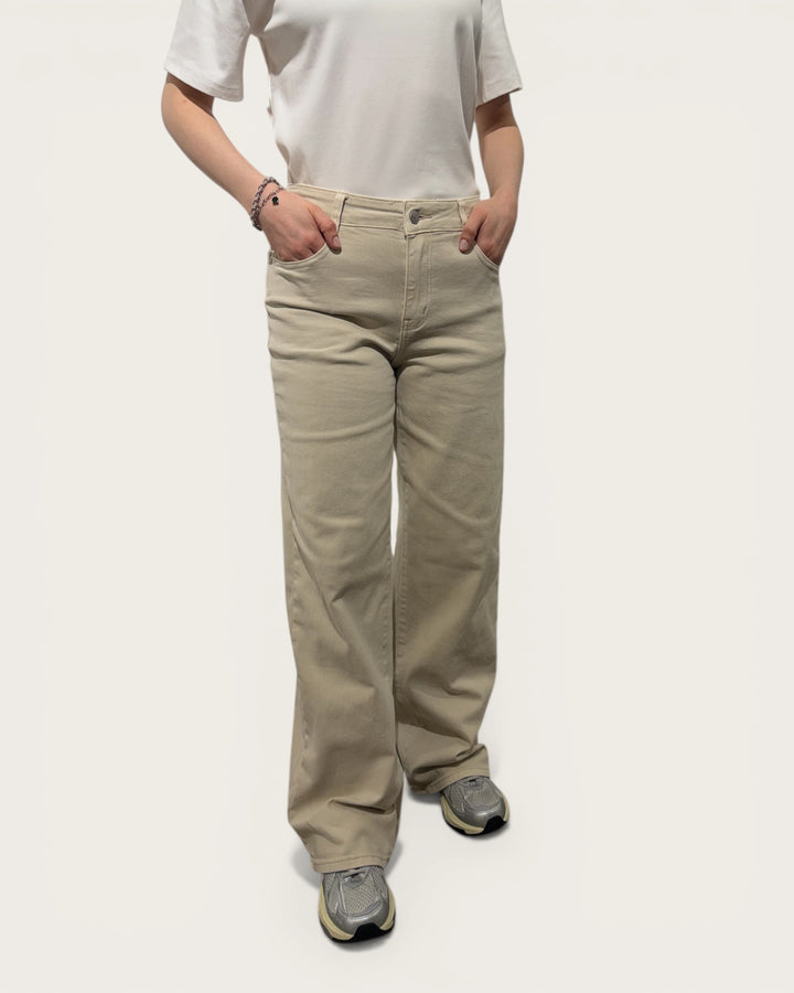 SCARF BELT BEIGE PANTS