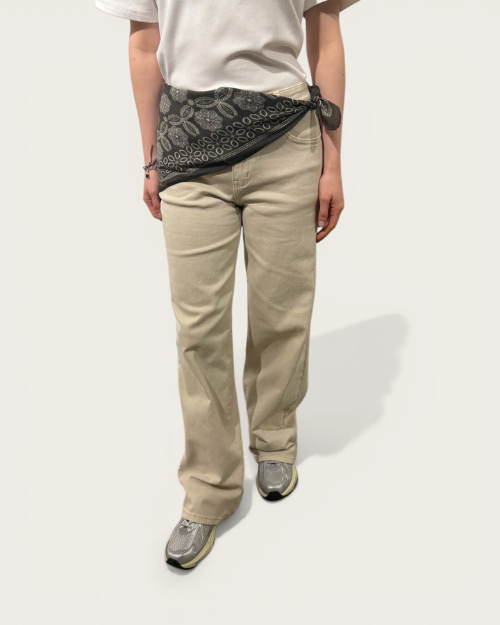 SCARF BELT BEIGE PANTS