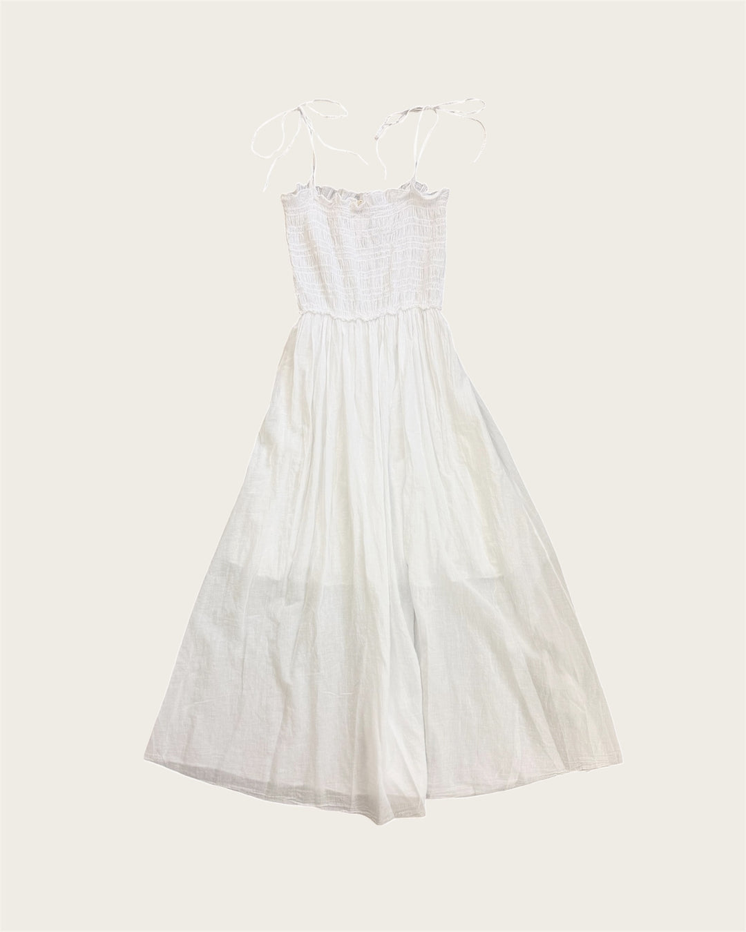 COTTON SMOKED DRESS WHITE