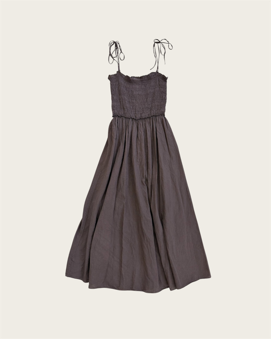 COTTON SMOKED DRESS BROWN