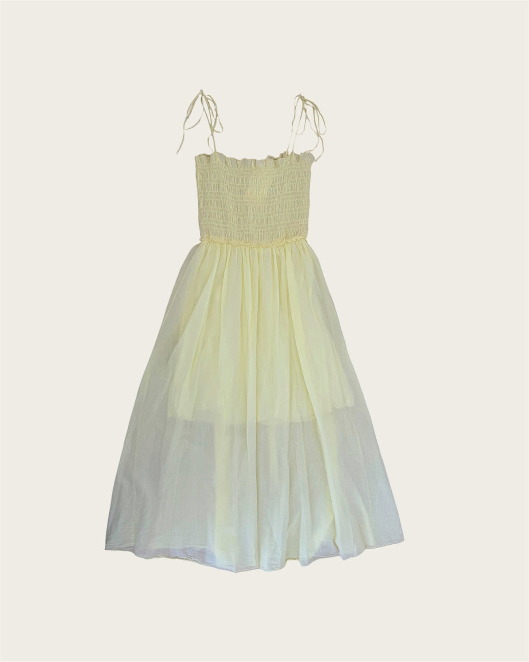 COTTON SMOKED DRESS YELLOW