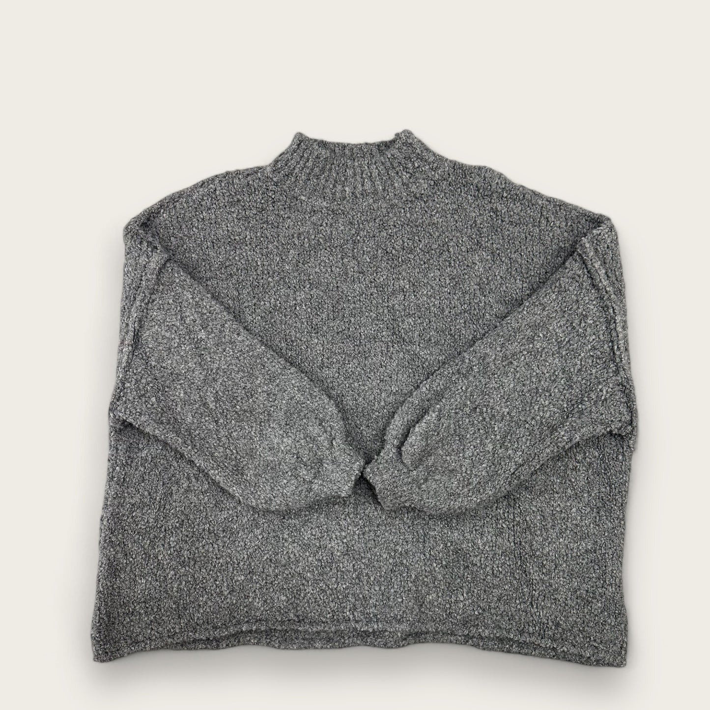 WIDE TEXTURE PULLOVER GRAU