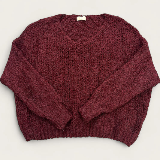 TEXTURE V PULLOVER BORDEAUX