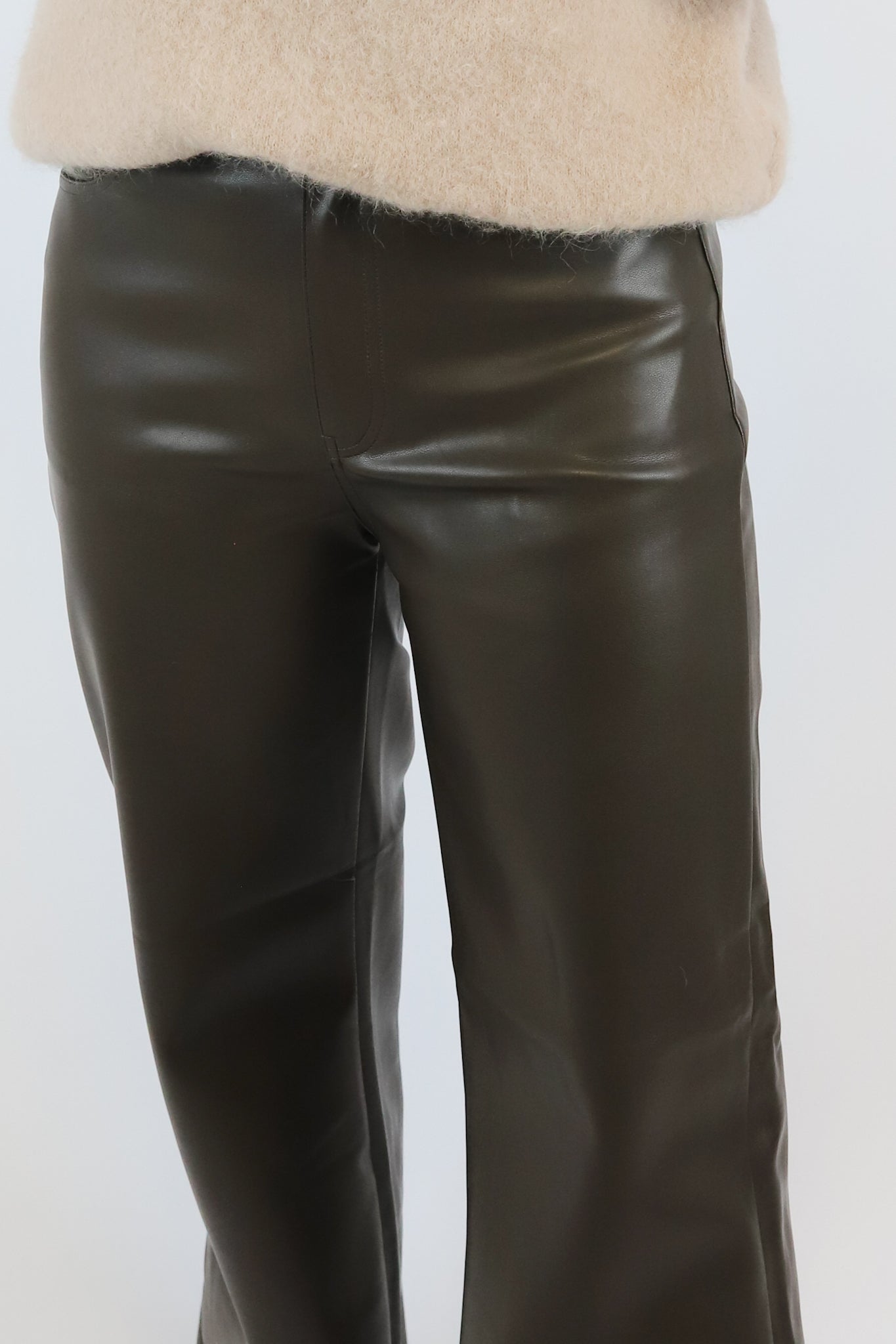 STRAIGHT LEATHER TROUSERS BROWN