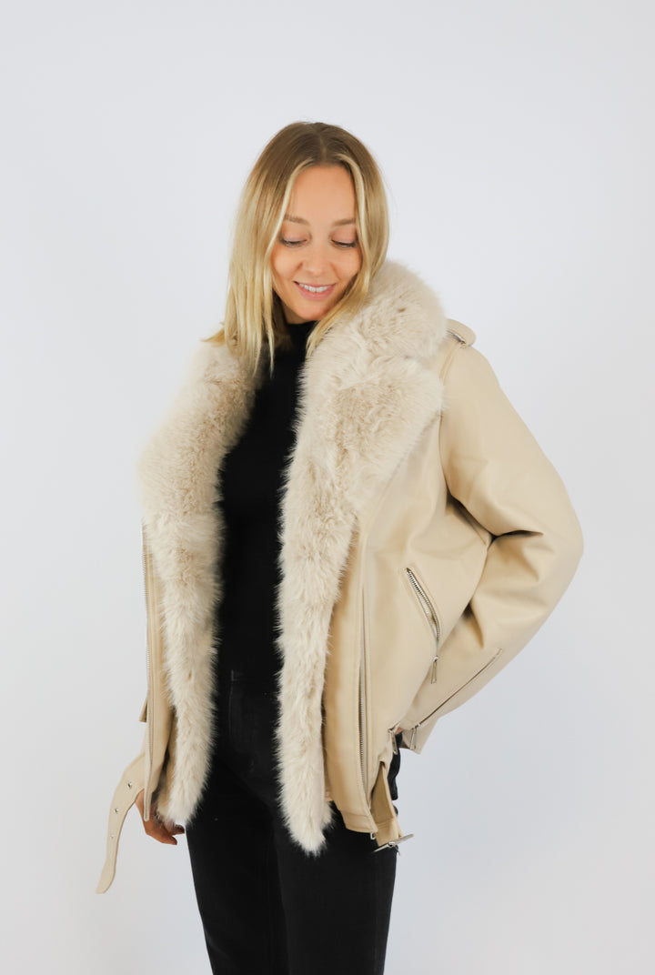 VEGAN FAUX JACKET BEIGE