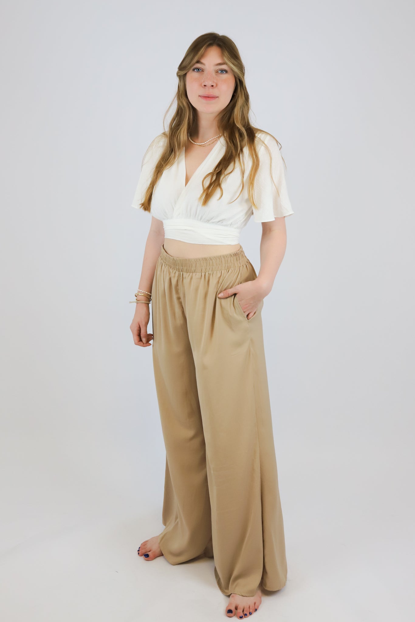 SILKY TROUSERS TAUPE