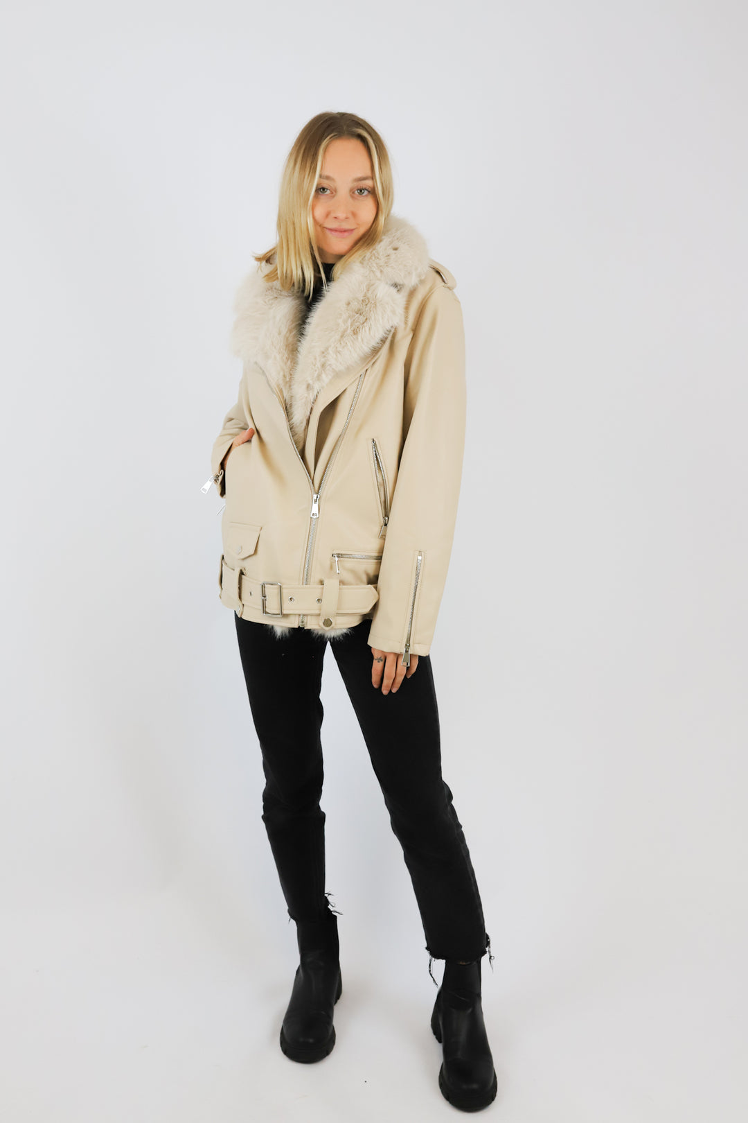 VEGAN FAUX JACKET BEIGE