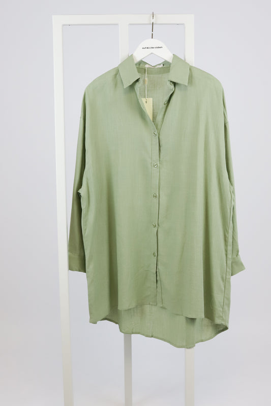 OVERSIZED LINEN BLOUSE MATCHA